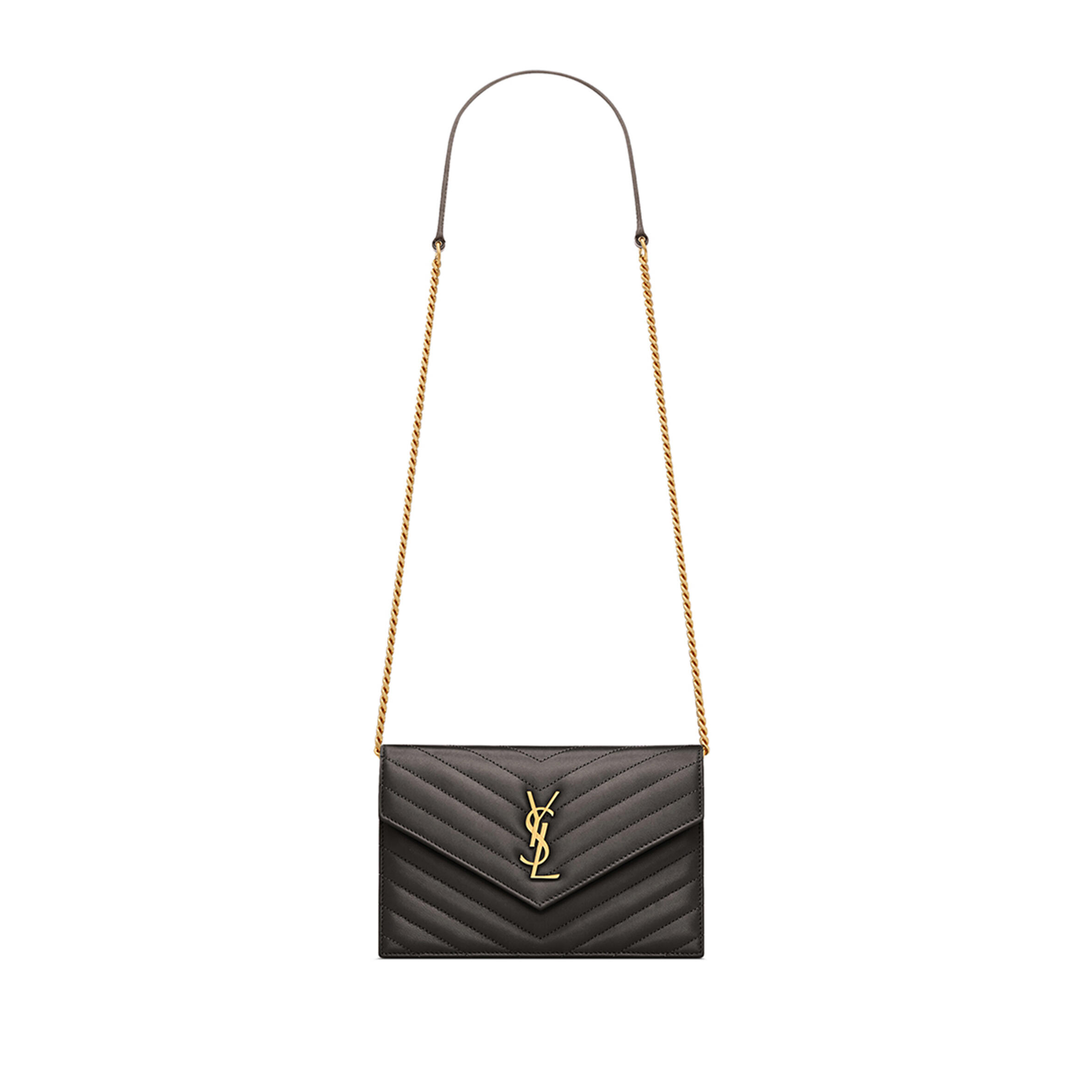 YSL CASSANDRE ENVELOPE CHAIN WALLET IN LAMBSKIN 857605AAA441997 (19*12.5*3.5cm)